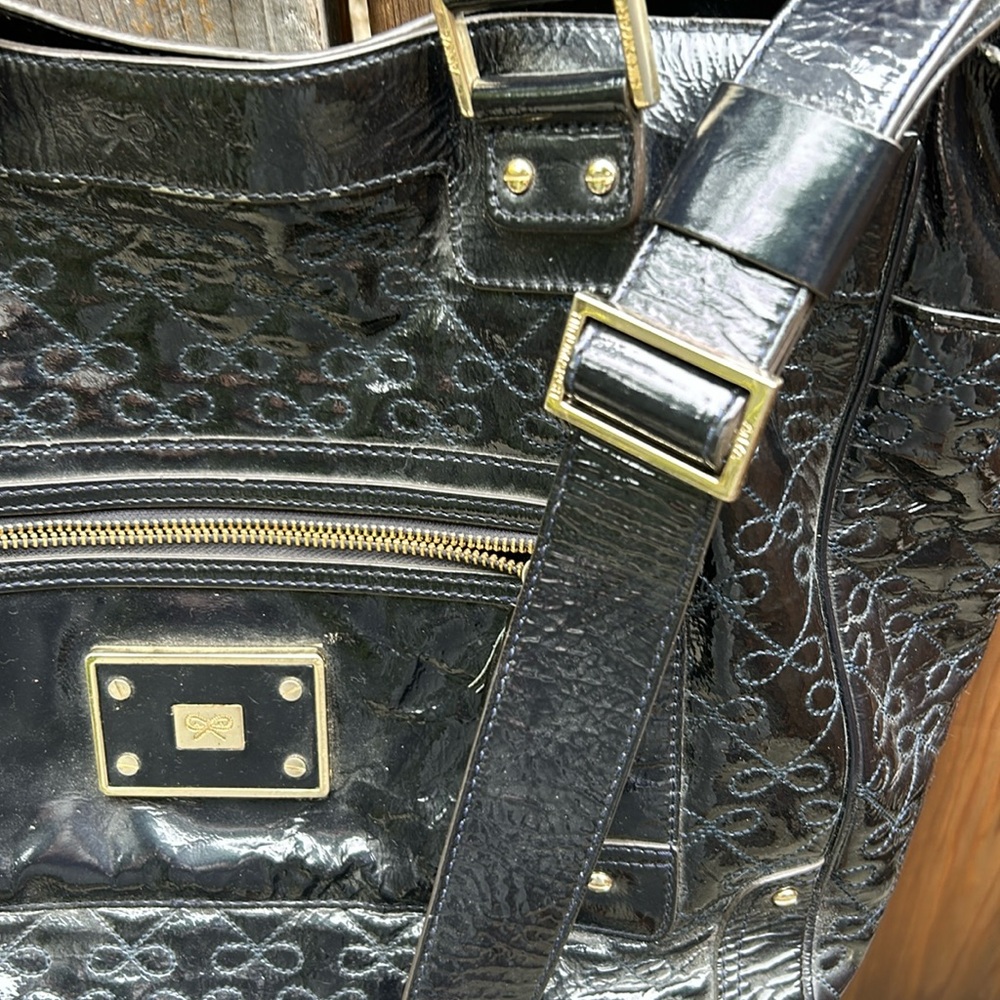 Anya Hindmarch Darkest Blue Patent Leather Handbag